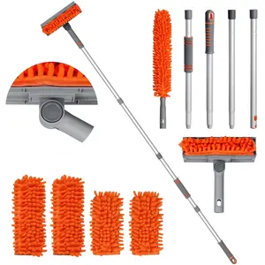 Bestnifly Ceiling Fan Cleaner Duster Cleaning Tool, Reusable Microfiber Pads for High Ceiling Fans, Baseboards, Blinds, Cobwebs & Moldings,63" Telescopic Extension Pole Kit