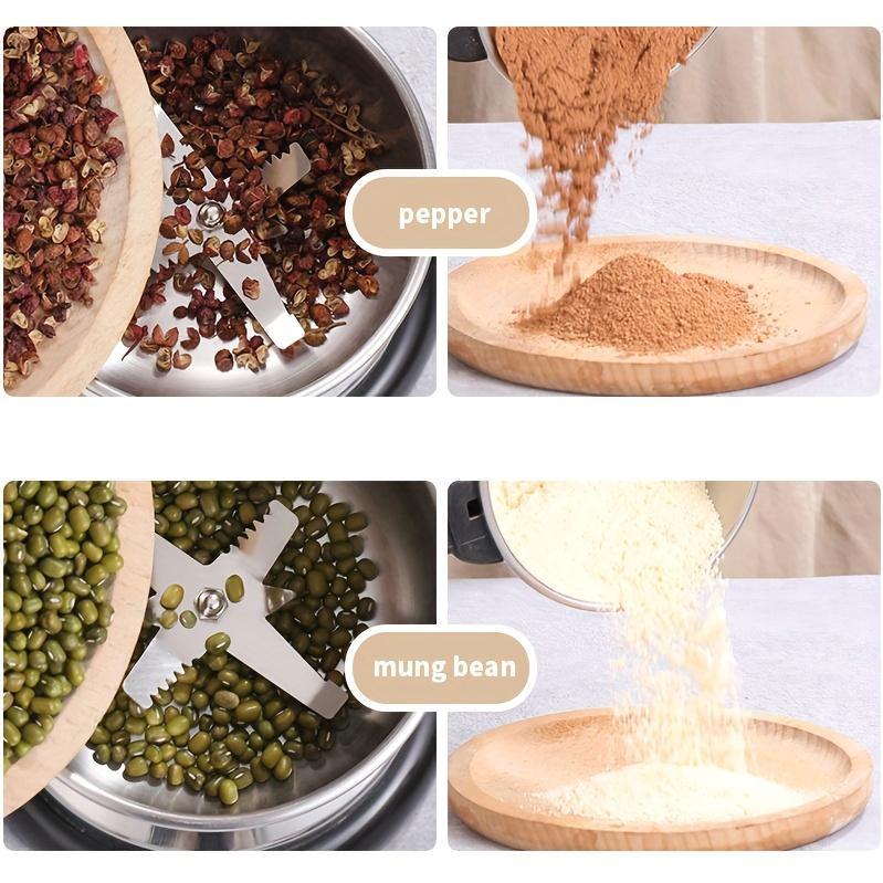 Lalayuan Electric Grinder with Powerful Motor, 10-Second Fast Grinding, Stainless Steel Blade & Chamber, 1-Button Control Grain Mill for Beans, Spices, Nuts, Dry Food Processor