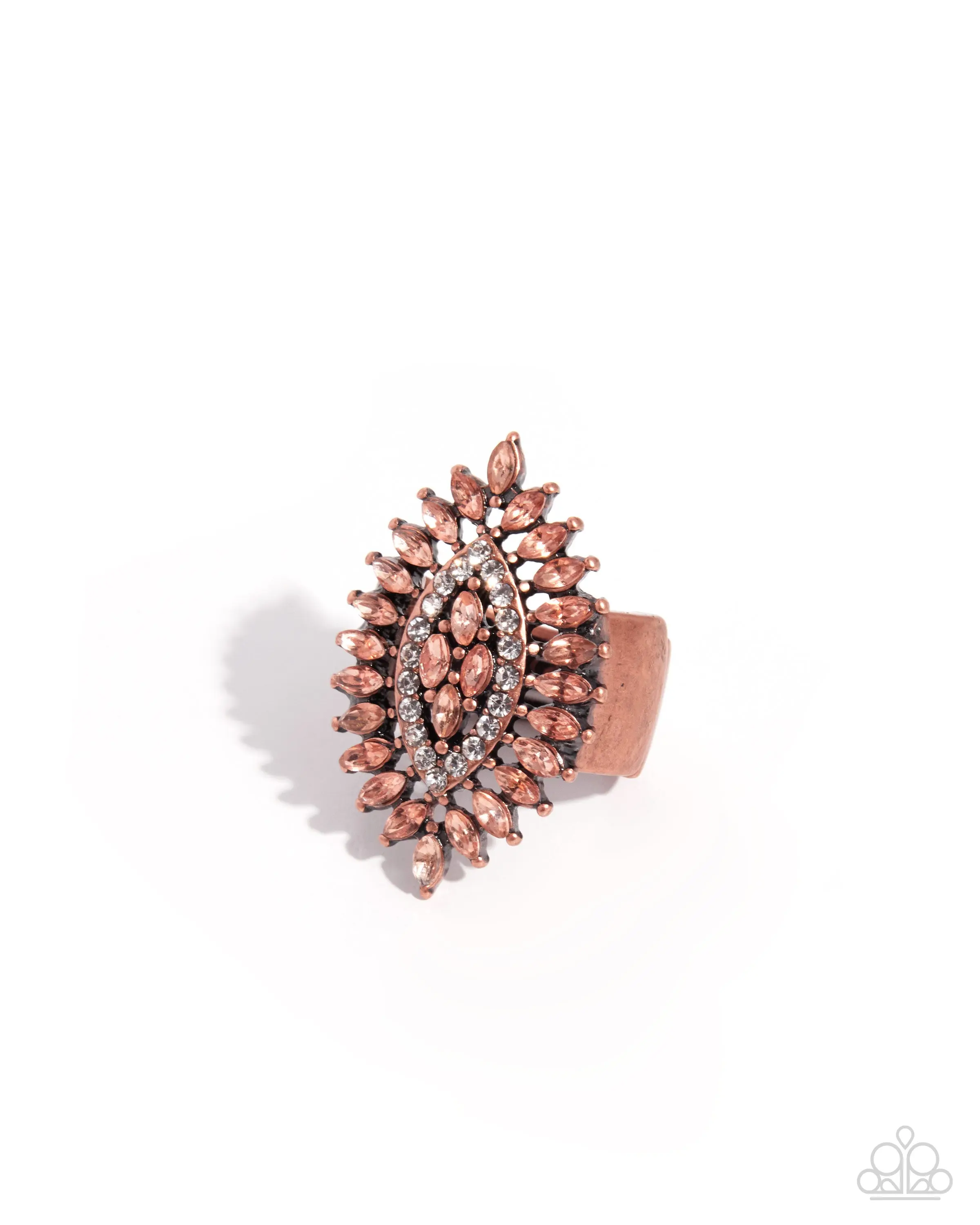 Modular Marquise - Copper Rhinestone Ring - Paparazzi