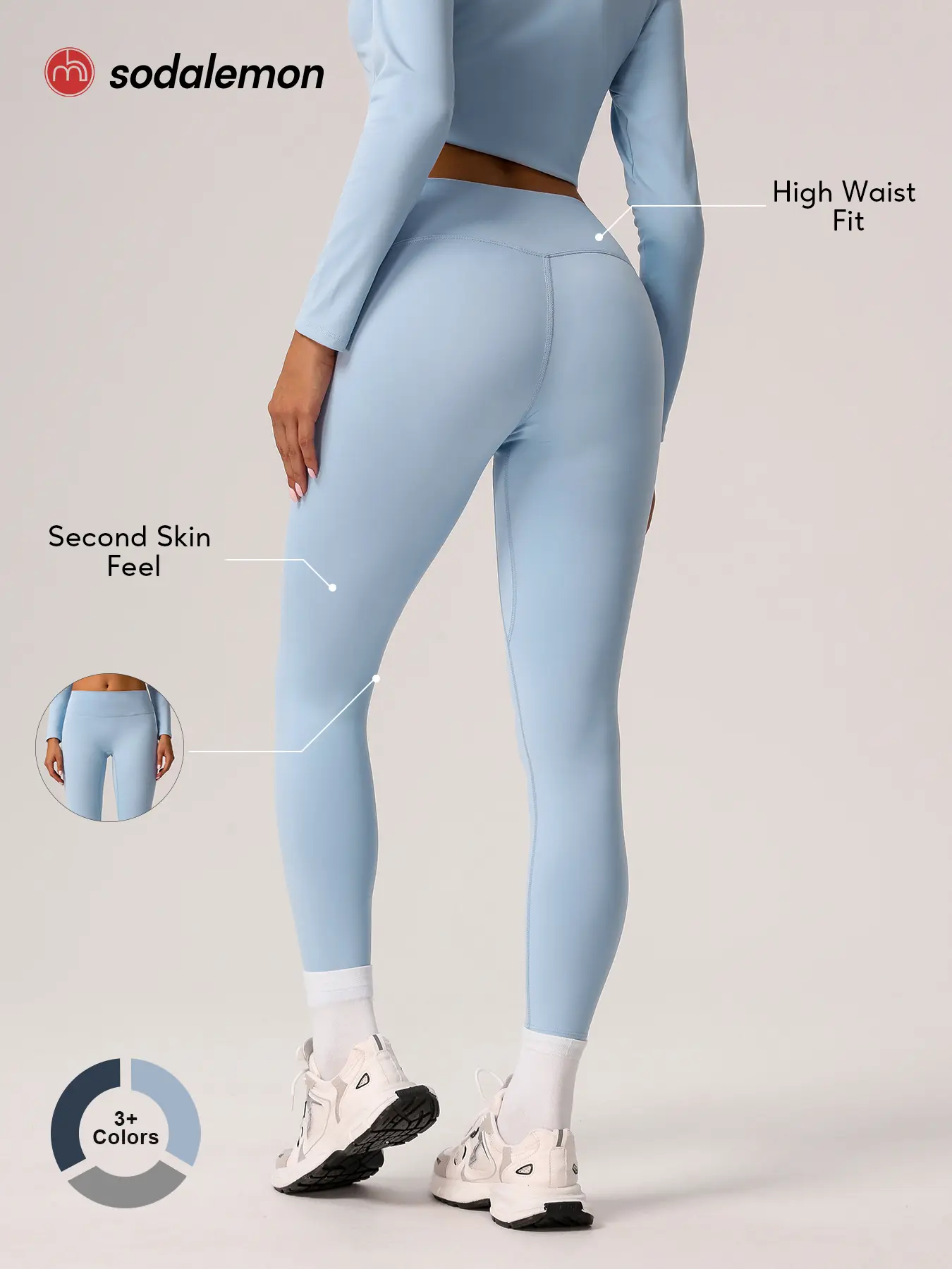 Sodalemon Women’s High-Waisted Yoga Sports Leggings, Full-Length Slim-Fit Workout Pants, Outdoor Pilates Fitness Activewear Yoga Leggings