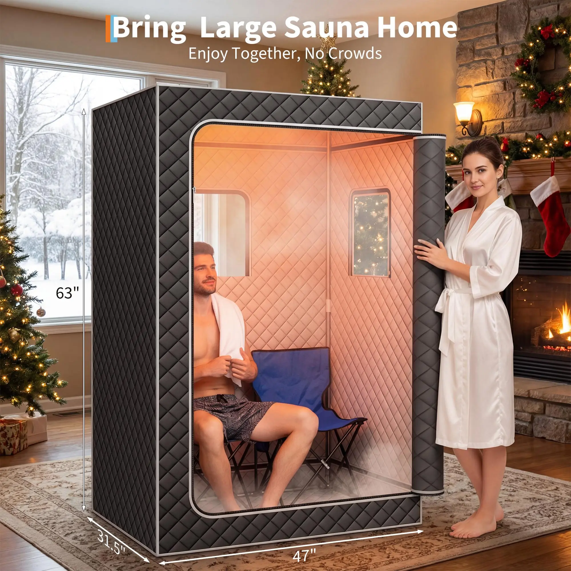 2-Person Portable Steam Sauna-47"x32"x63"