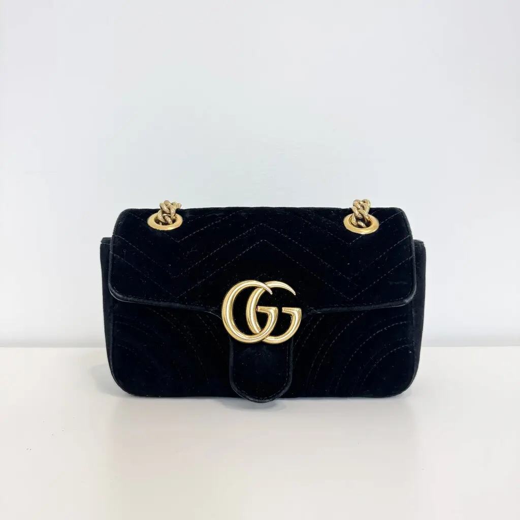 Pre-owned GUCCI italy Shoulder Bags Marmont Black Velvet