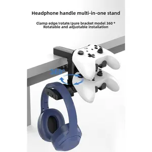 Headphone Hanger Headset Clip Edge No Punching Rotating Bracket for Computer Under the Table USB Docking Station Headset Clip Hook