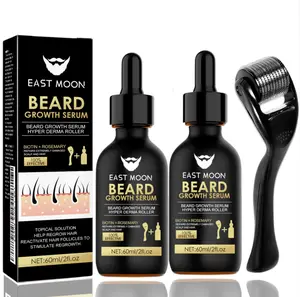 Beard Growth Serum & DermaRoller Kit, Beard Care Nutritional Oil, MakingBeards Thicker and More Shiny, Daily Beard CareProducts for Men 60ML.