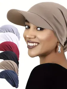 Women's Floral Print Turban Hat, Wide Brimmed Headscarf, Elastic Fit, Stylish Outdoor Accessory, Polyester Fabric, Casual Headwear, Adjustable Sun Cap