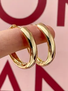 1 pair Hypoallergenic Stainless Steel Hoop Earrings - Smooth Polished Finish, Anti-Fade, Comfortable & Versatile For Daily Wear Or Parties, Elegant Gift For Women, Trendy Jewelry