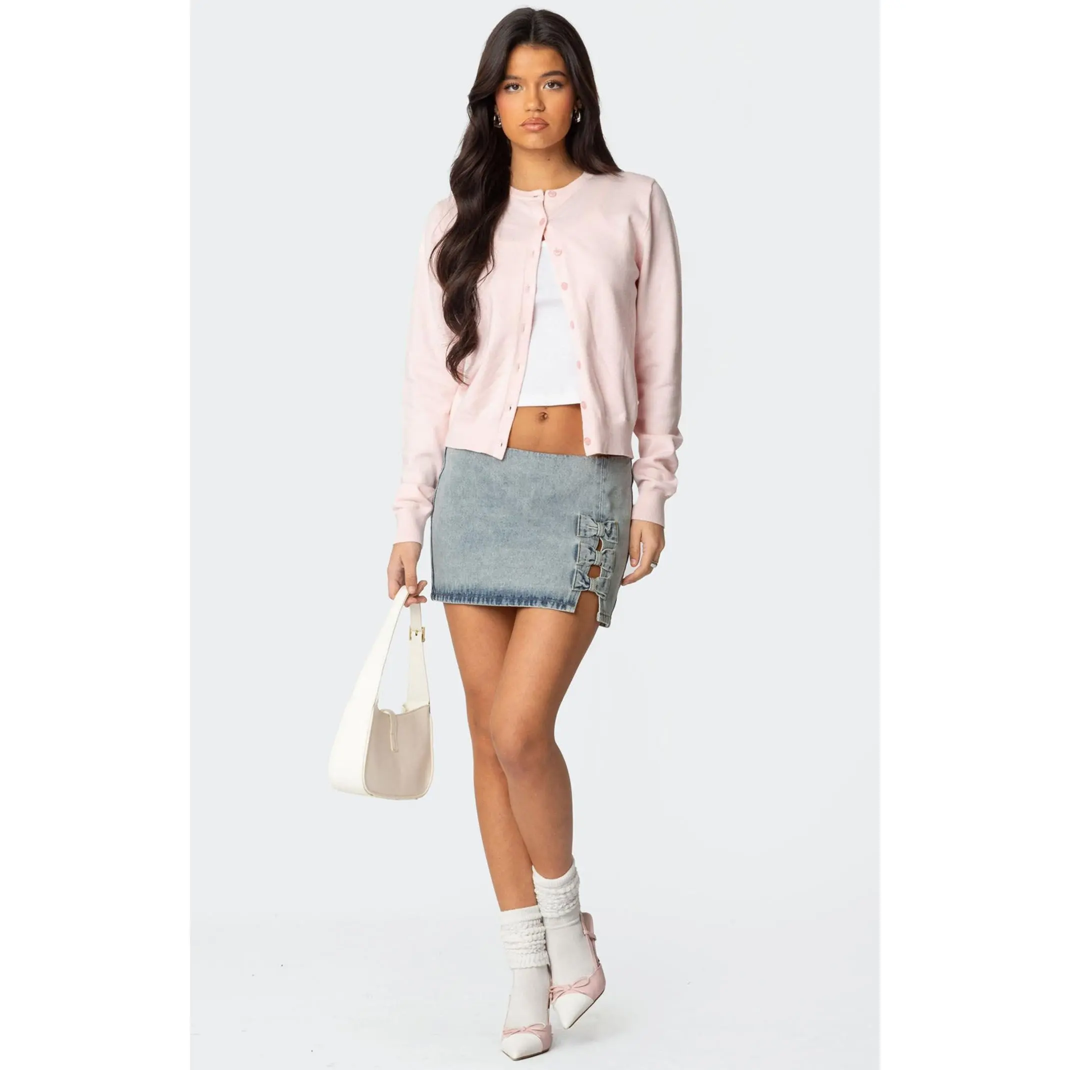 Edikted Women's Bowdie Washed Denim Mini Skirt - Multicolor