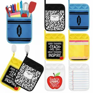 6/8Pcs Teacher Pot Holders with Pocket DIY Reusable Teacher Apprecation Gifts End of School Year Thank You Teacher Gifts Heat Resistant Oven Mittens Kitchen Insulation Pads for Teachers Staff Employees Kitchen Essentials Coworkers Bakeware Baking Cooking