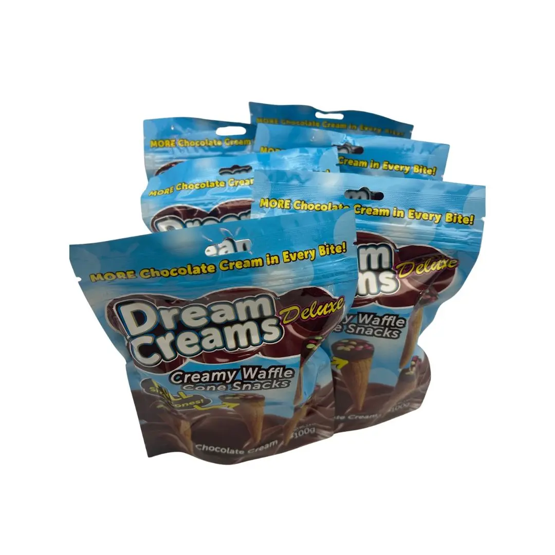 Dream Creams Deluxe Chocolate Cream Waffle Cone Snacks - 6 Bags, 24 Cones, Individually Wrapped, Travel-Friendly, Turkey Origin