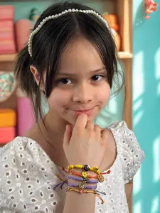 Cute Adjustable Girls Bracelet – Yellow Smile Charm | 4 Layer Gold Plated Jewelry for Kids