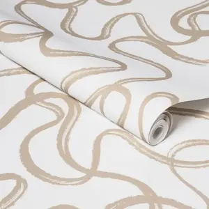 Opalhouse Abstract Doodle 198"x20" Peel and Stick Wallpaper Eclectic, Khaki