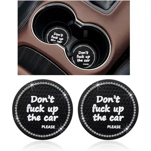 2 Pack Bling Car Cup Holder Coaster, 2.75 Inch Anti-Slip Auto Insert Cup Coaster, Crystal Car Drink Cup Mat Perfect for Women Girls, Universal Interior Decor Accessories (Black)