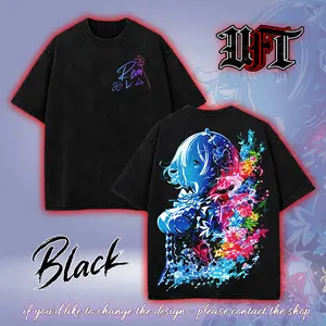 Rem Re zero best waifu pink neon art 2020 anime game movie 2 sided washed tshirt graphic tees tank top hoodie sweat shirt menswear