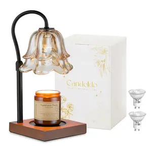 Candle Warmer Lamp with Timer: Flower Black Candle Lamps Height Adjustable Vintage Home Bedroom Decor Mother's Day Birthday Gift for Women