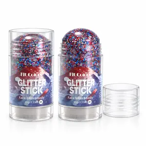[2 Pack] Fit Colors Face and Body Glitter Stick, Chunky Makeup Glitter Gel for Festival Party, 1.23oz each