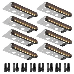 VEVOR LED Landscape Illumination, 6.8'' Wall Retention Lighting, 3W 12V-24V AC/DC Energy-Efficient Paver Illumination, IP68 Weather-Resistant Outdoor Pathway Lights, 3000K Adjustable Terrace Lights, Aluminum, Adjustable Angle