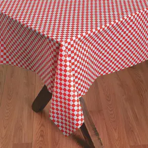 40" x 100 ft. Red & White Checkered Banquet Plastic Tablecloth Roll