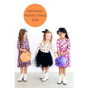 Halloween Mystery Dress SALE For Toddler & Kids - Cute All Over Print Frock - Girl's Comfortable Summer Outfits - For School , Party, Outdoor & Casual Wear - Kids Fashion - Pack of 3