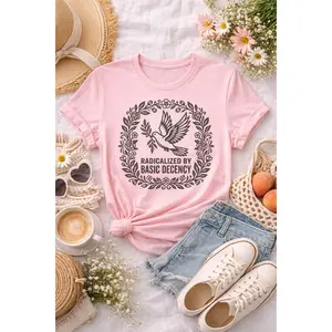Radicalized by Basic Decency Shirt, Dove Graphic Tee, Feminist Shirt, Kindness Shirt, Social Justice Tee, Gift for Her, Cute Aesthetic Shirt