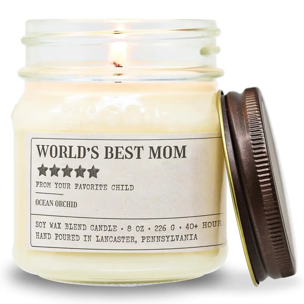 Artisanal Handmade Floral Soy Wax Jar Candles - Scented Home Decoration, Aroma Freshener, Long Lasting Candles for Rooms, Mum Gift from Children, Made in the United States, Handmade Flower Candle
