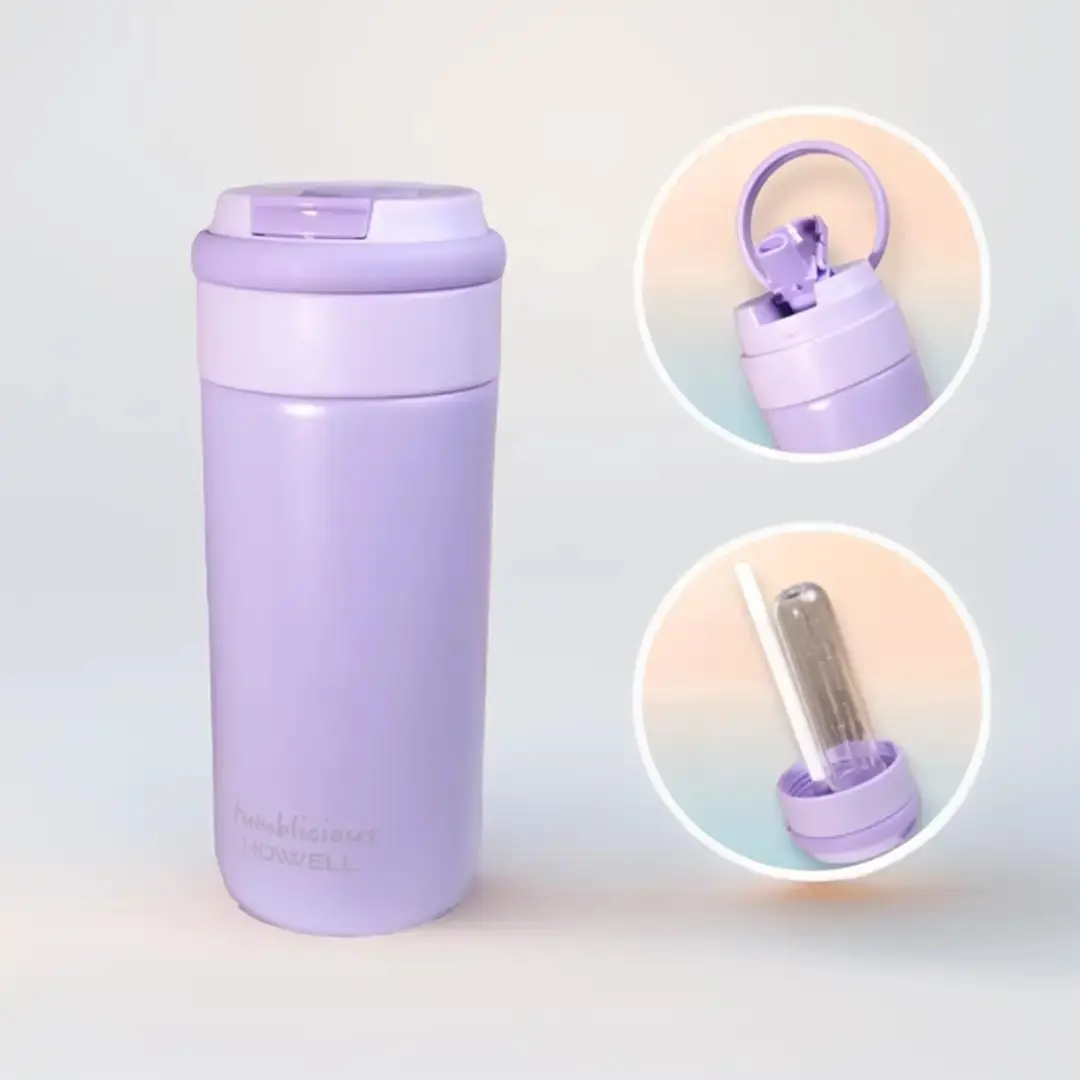 HOWWELL, 17oz Tumbler, Stainless Steel, Leak Proof, Spill Proof, Handle, Built-in Straw, Fruit Infuser, Vacuum Insulation Drinkware Flasks Water Bottles Portable Mug Bottled