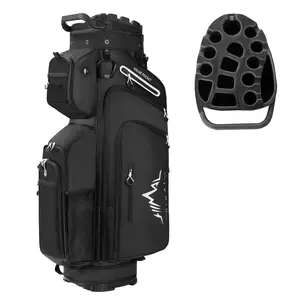 15-Way Full-Length Divider Golf Cart Bag, Premium Luxury Golf Bag with Magnetic Leather Pocket, Handles, and Rain Cover for Men