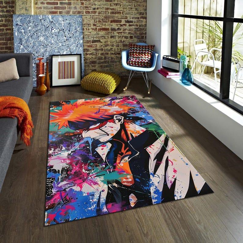 Anime Rug, Cool Anime Style 2, Gaming & Anime Aesthetic Artwork, Geek Room Decor, Anime Character Rug, Manga rug, japanese rug, Ichigo Rug