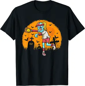 Softball Zombie Catcher Halloween Costume Party T-Shirt - Abigaillou Shop 29B09D51N5LL