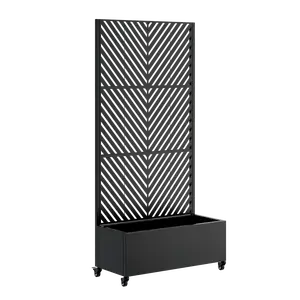 Galvanized Metal Raised Garden Bed with Trellis, 12" Deep Planter for Climbing Plants, Outdoor Privacy Screen for Patio Balcony, Multi-Purpose Planter Box with Drainage Holes