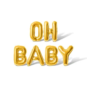 Letter Balloons - OH BABY 16" Inch Alphabet Letters Foil Mylar Balloon Baby Shower Party Banner