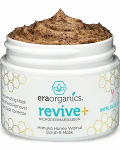 Era Organics Microdermabrasion Facial Scrub & Face Exfoliator with Manuka Honey Plus Walnut for Blackheads, Buildup, Wrinkles 2oz