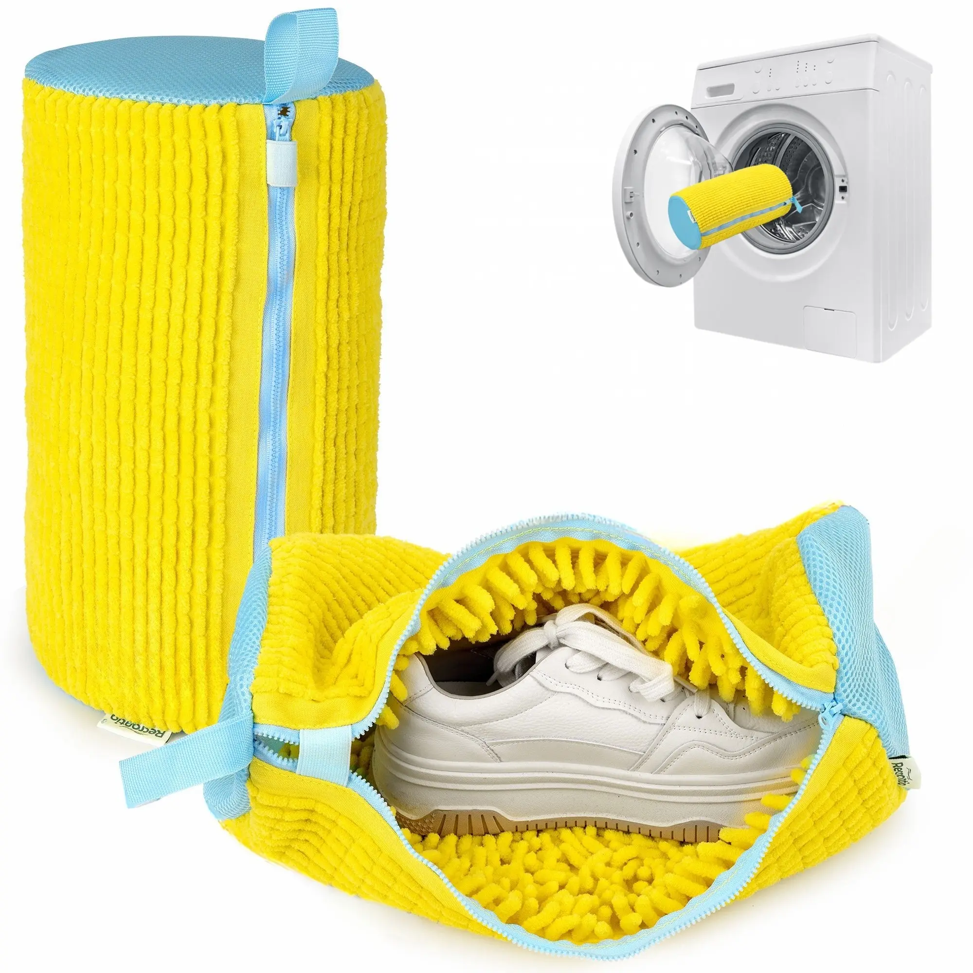 Laundry Shoe Washing Machine Bag - Set of 2 Shoe Bags, 360° Deep Clean Shoes Laundry, Reusable Shoe Bag for Washer, Sneaker washing machine bags, Yellow