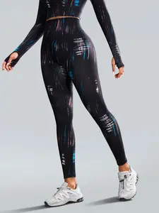 Women's High-Waisted Sporty Yoga Pants, Multi-Color Striped Tie-Dye Print, All Season Tight-Fitting Long Leggings for Fitness & Gym, Athletic Leggings