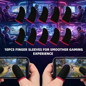 10-Pack Gaming Finger Gloves, High Sensitivity Sweat-Proof Touchscreen Thumb Gloves, 24-Pin Superconductive Fiber, Esports Game Accessories, Finger Sleeves
