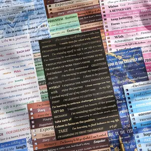 English Writing Paper Sticker Book, Sticker Cards, Self Adhesive Decorative Sticker, DIY Decals for Water Bottle, Laptop, Phone Case, Scrapbooking, Journal Making, Scrapbook Page
