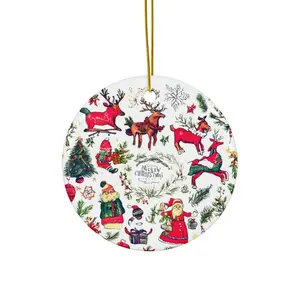 Classic Decorative Norwegian Christmas Ceramic Ornament - Circle/Star/Heart/Oval Shapes