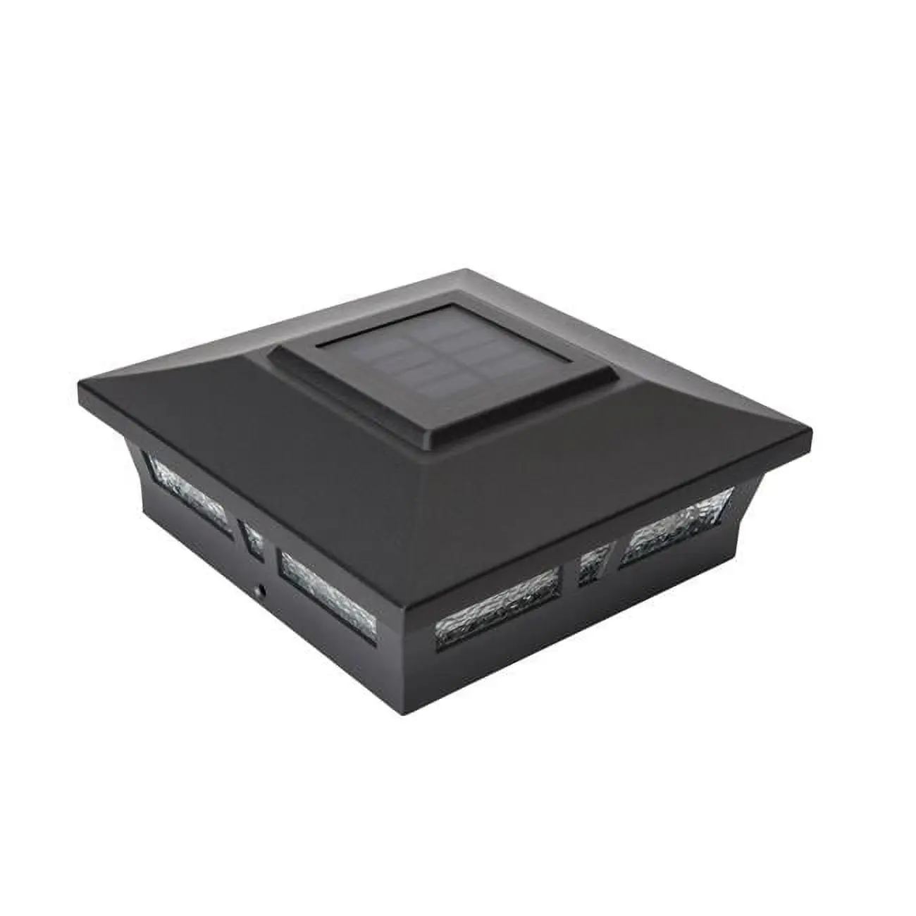 Classy Caps Manufacturing SLX772B 6x6 in. Aluminum Oxford Solar-Powered Battery-Operated Post Cap, Black, 10 Lumens Warm White Auto LED Lights, Glass Lens, DIY Install