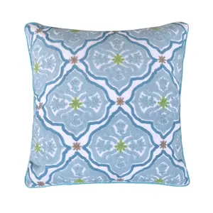 Cressida Teal Crewel Pillow