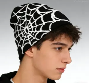 Y2K Spider Web Beanie – Colorful Knit Hats with Vibrant Spider Web Design, Unisex Soft Warm Materials, Adjustable Fit for Streetwear, Autumn & Winter