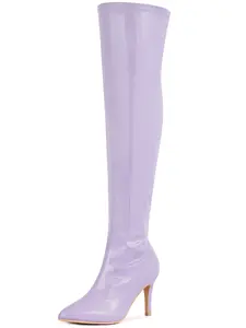 BLISSFUL STEP Pointed Toe Stiletto Heels Over The Knee High Boots