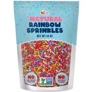 Bulk A Great Surprise Dye Free Rainbow Sprinkles - 14 Ounces - Naturally Colored Rainbow Jimmies - Vegan, Non-GMO Dessert Toppings for Ice Cream, Cookies, Cupcakes, Cake Decorating