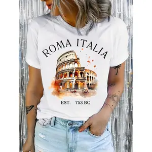 Italian Rome Print T-Shirt, Rome Colosseum T-Shirt