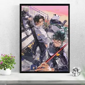 Jujutsu Kaisen Anime Poster With Gojo and Panda, Home Decor, Wall Art