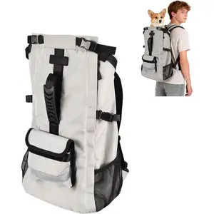 Dog Carrier Backpack for Medium Dogs, Hiking Bag for Pets Up to 30 lbs - 4-Layer Safety Design with Thick Padded Straps, Built-in Leash & Breathable Mesh, Suitable for Hiking, Cycling, and Travel