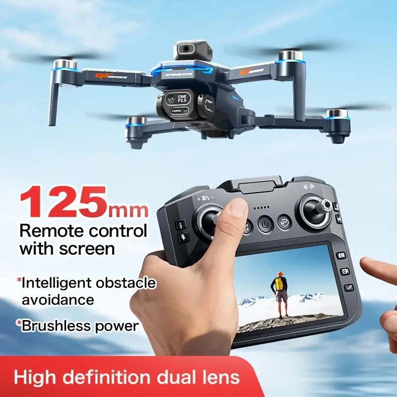 Foldable Remote-controlled Aerial Photography Quadcopter Equipped With 4.3-inch Screen Remote Control, HD Dual Cameras, WiFi, USB Charging, Multi-angle Shooting, Real-time Image Transmission, Optical Flow Positioning, Stable Hovering