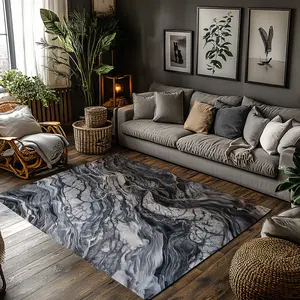 Grey Wave Marble Crystal Velvet Area Rug Non‑Slip Luxury Modern Living Room Rug#GreyWaveMarbleRug #ModernLuxuryRug #ElegantHomeDecor #GreySwirlMarbleCarpet #CrystalVelvetRug