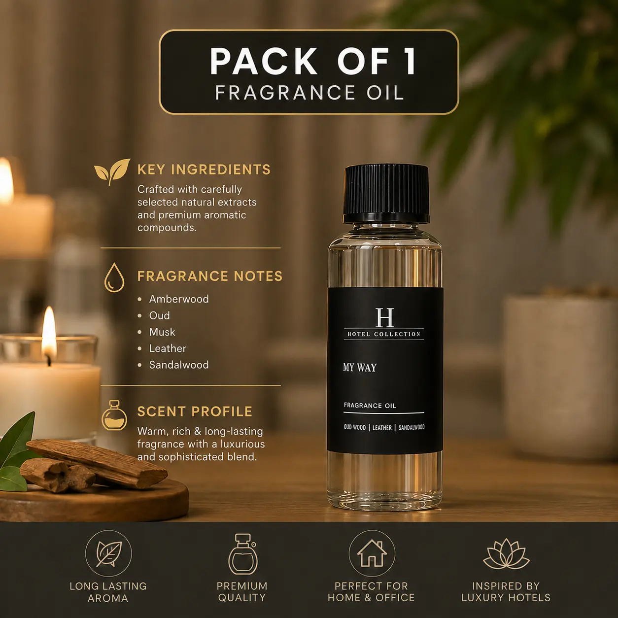 "My Way Essential Oil Scent by Hotel Collection – Luxurious, Long-Lasting Aroma for Home, Office, or Spa, Inspired by 5-Star Hotels. Synthetic Scented Fragrance Diffuser Room Set