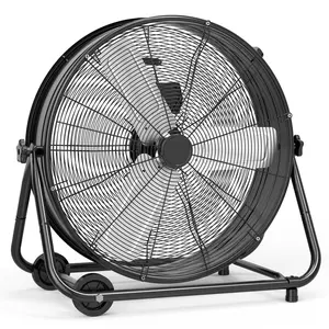 24 Inch Industrial Drum Fan, Floor Fan 3 Speed Heavy Duty Metal Air Circulator, Industrial Fan for Warehouse, Workshops, Garage, Factory and Basement