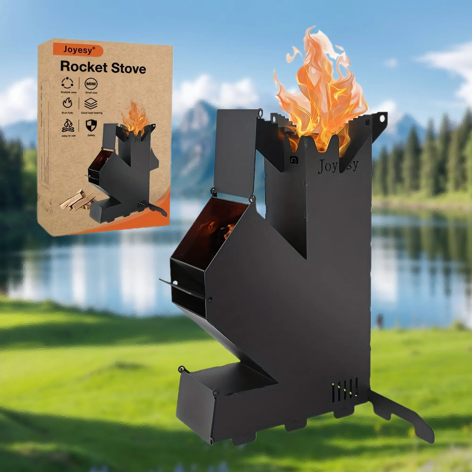 1 Piece Multifunctional Rocket Stove, Backpacking Stove, Suitable for Outdoor Cooking, Camping