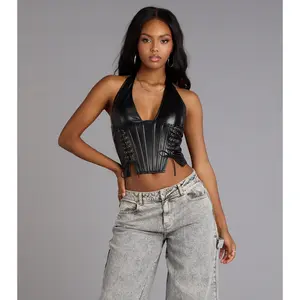 Chic Desires Faux Leather Corset Top